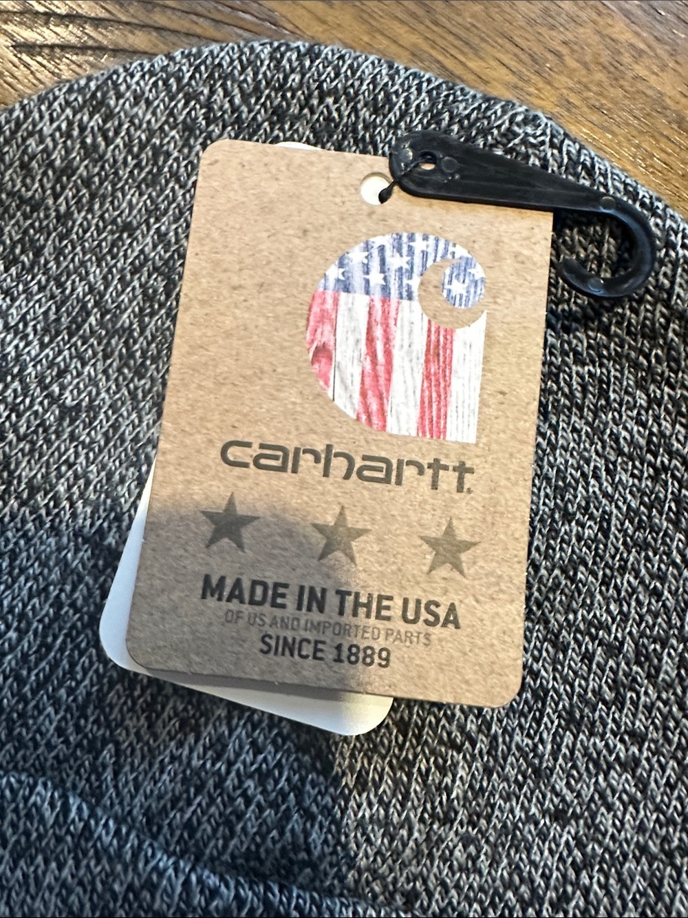 Carhartt Gray Marled Cuffed Beanie with Gold Logo Patch - Picture 4 of 4